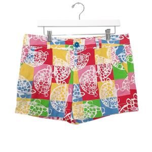Lilly Pulitzer Callahan Shorts Rollin Turtles Patchwork Multicolor Womens 10